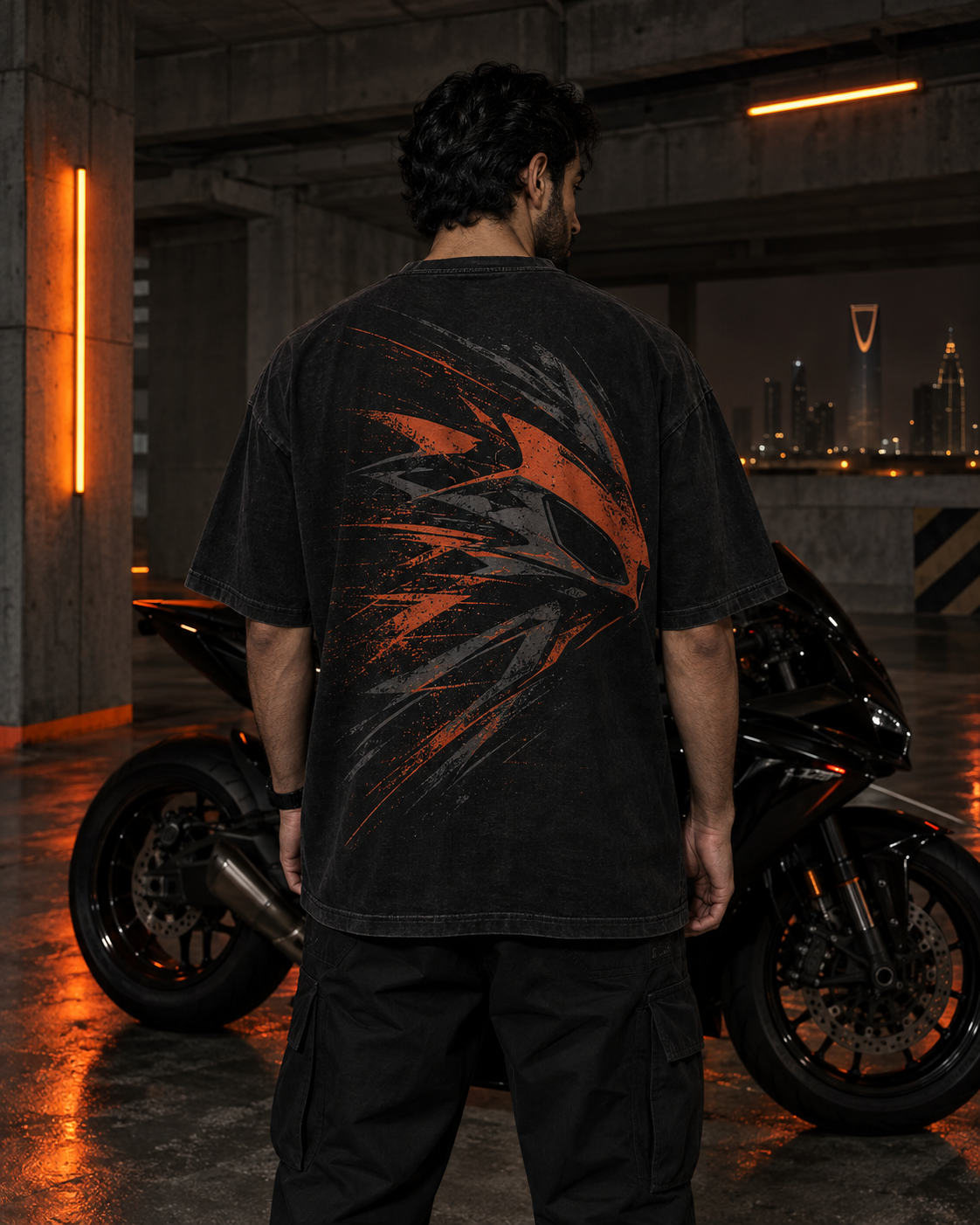 Riven Line Apex 1000 washed black oversized T-shirt