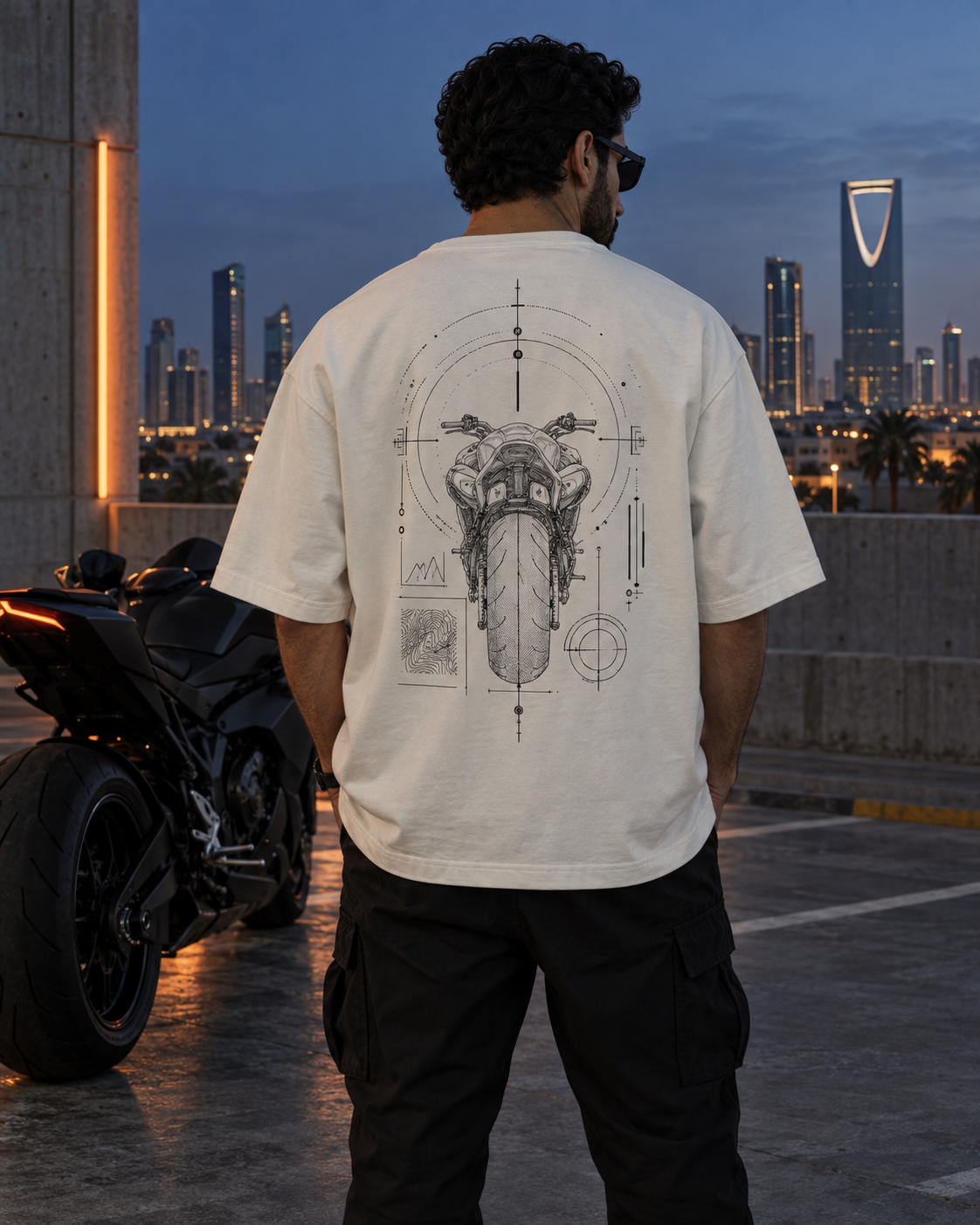 Riven Line Telemetry oversized bone T-shirt concept